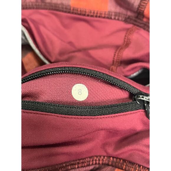 Lululemon Run Speed Short Womens 8 Red Burgundy Buffalo Plaid Active Athletic - Picture 4 of 13